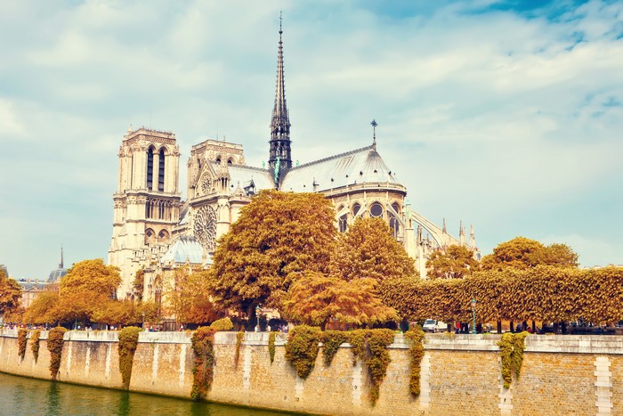 Notre Dame Cathedral in Paris during Autumn