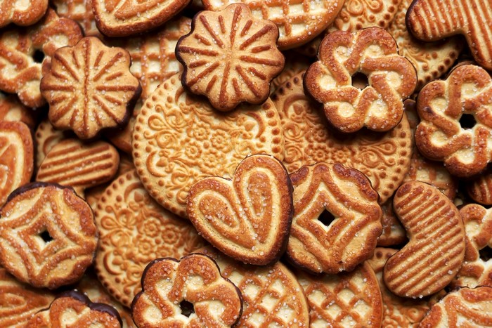 Assortment of decorative cookies with sugar crystals