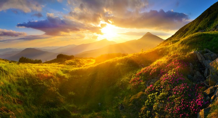 4k 5k 6k 7k Sunrises And Sunsets Scenery Mountains Grass Clouds