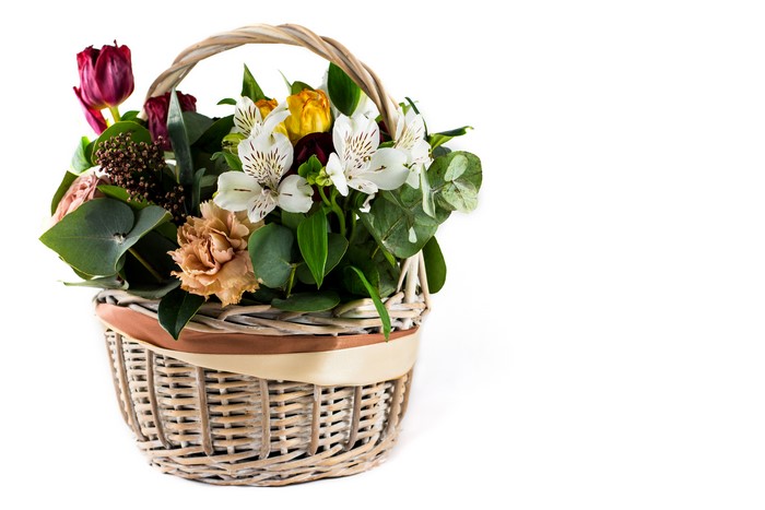 Flower basket with Alstroemeria and Tulips