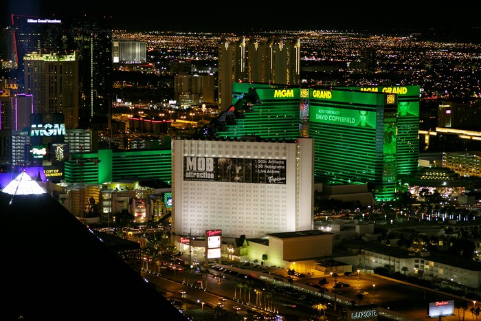 Las Vegas Strip at Night with MGM Grand and Luxor
