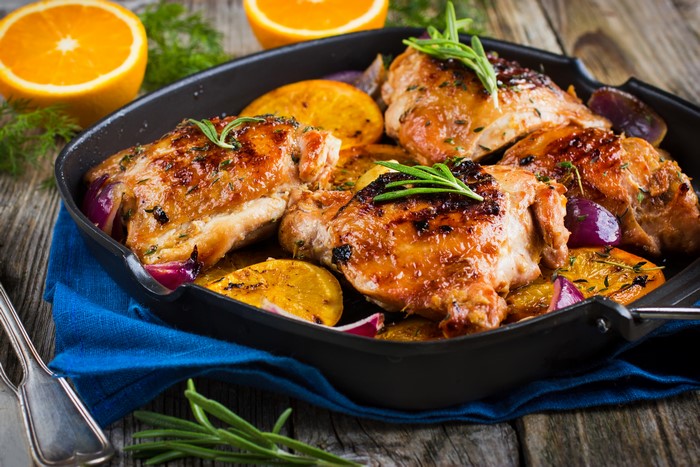 Roast Chicken with Oranges and Red Onion