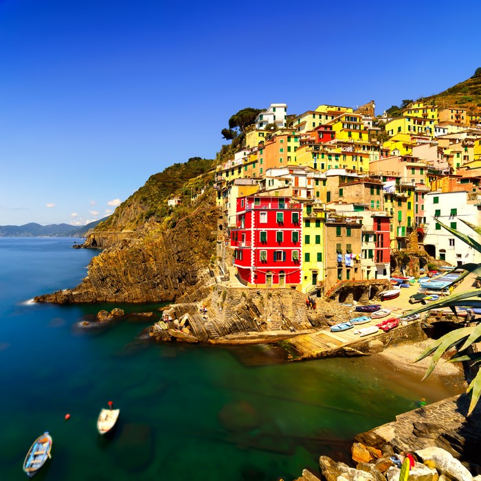 Riomaggiore village, Italy, Cinque Terre park, boats, coast