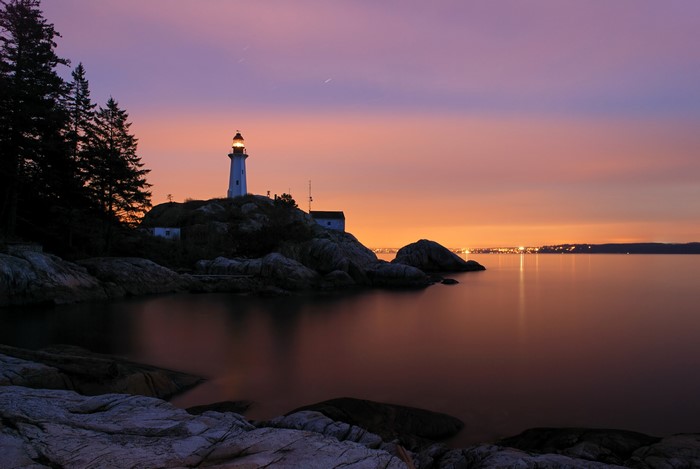 Point Atkinson Lighthouse at dusk, Canada
