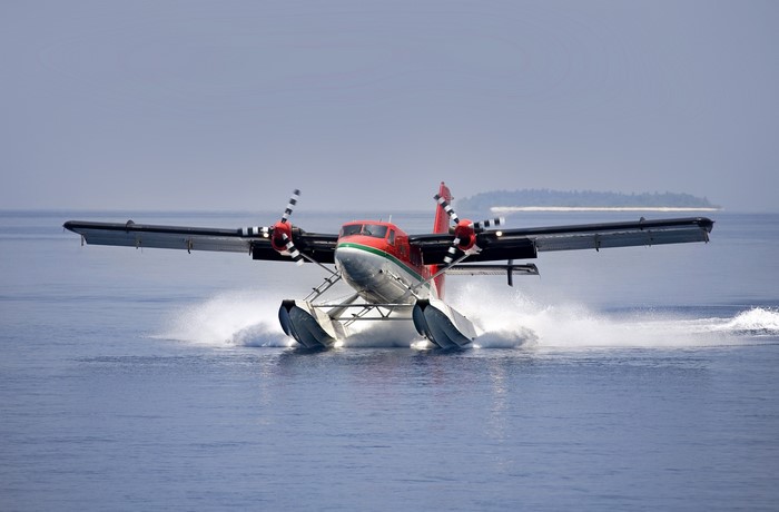 Seaplane taking off from the water