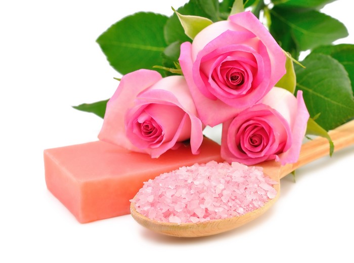Pink Roses, Soap, and Bath Salt