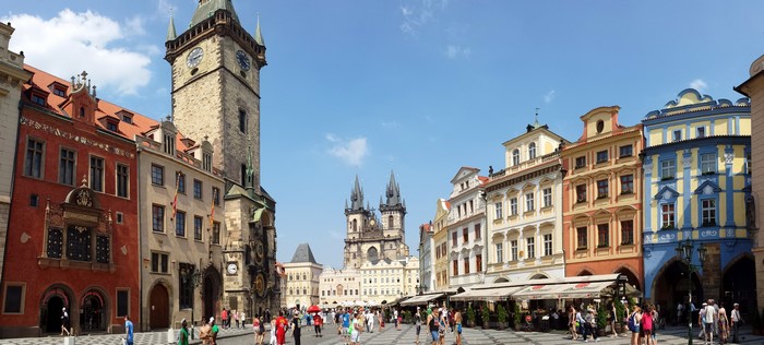 Prague Old Town Square with Astronomical Clock Tower