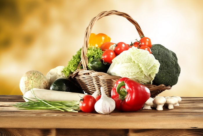 Vegetables in a wicker basket