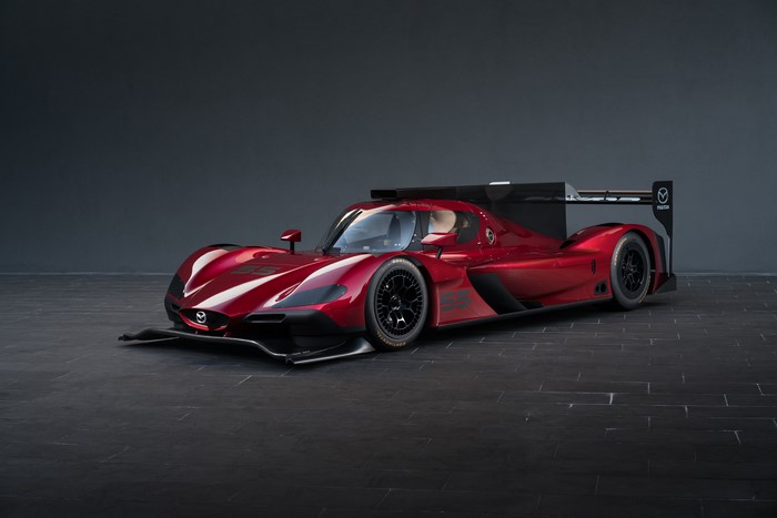 Mazda RT24-P race car in wine metallic color