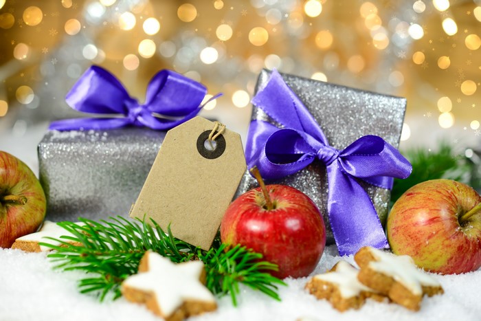 Christmas Gifts with Apples and Star Cookies