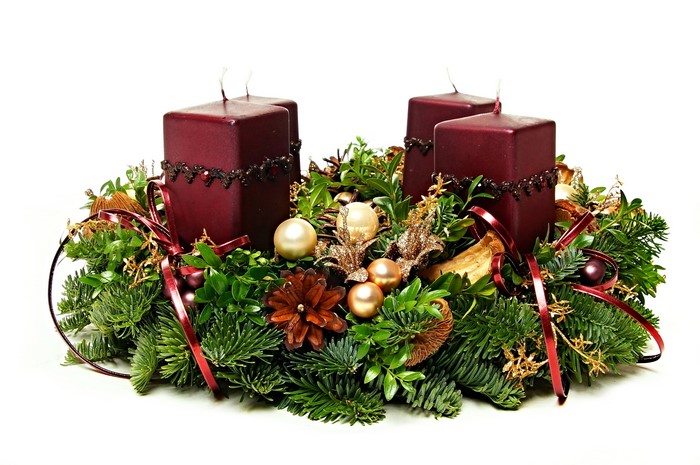 Advent Wreath with Four Burgundy Candles