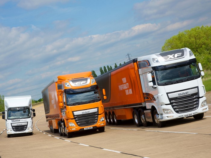 Three DAF Trucks on a Road