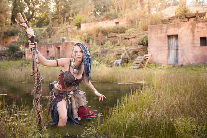 Shaman with Mage Staff in Swamp