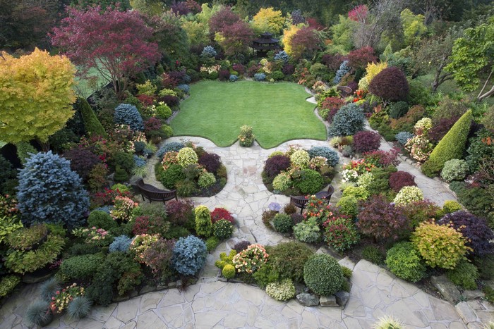 Beautiful garden with lawn and shrubs in Walsall, UK