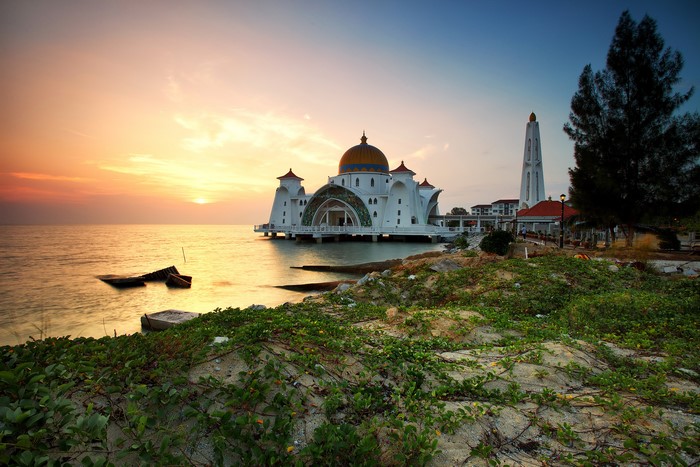 Masjid Selat Melaka Mosque at Sunrise