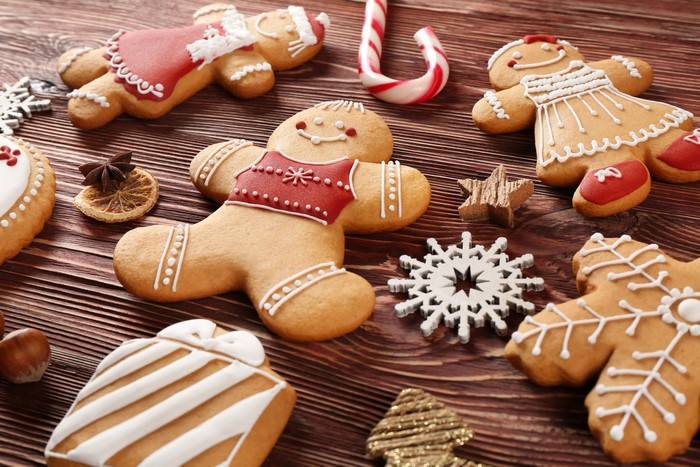 Christmas gingerbread cookies and decorations