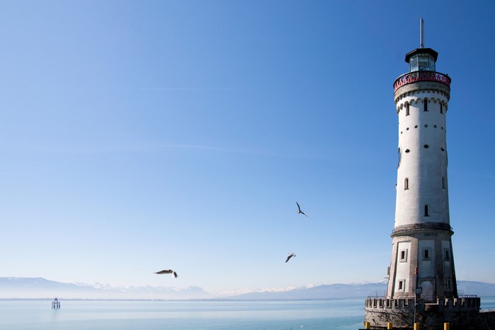 4K Lindau Lighthouse and Seagulls