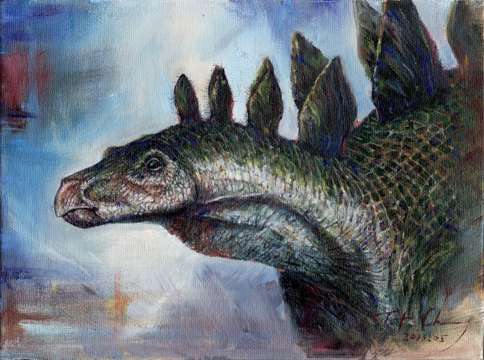 Painting of a Stegosaurus Dinosaur