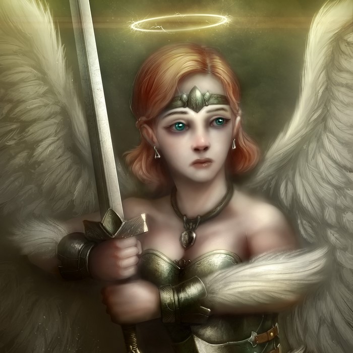 Angel with sword and halo