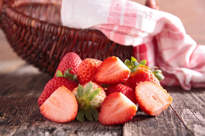 Strawberries in a wicker basket