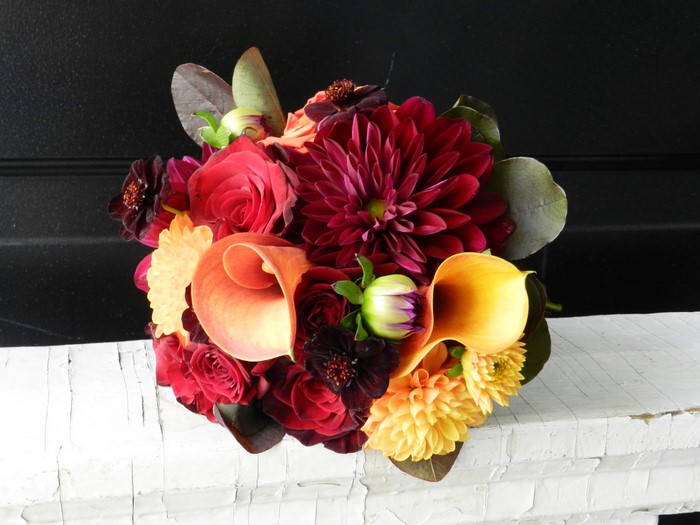 Bouquet of Roses, Callas, and Dahlias