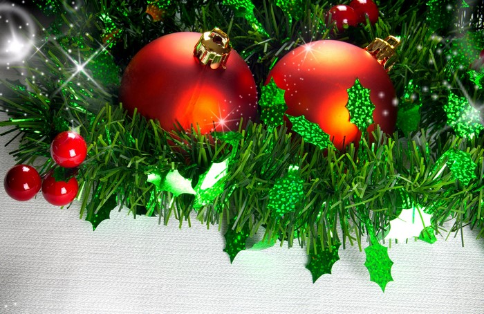 Christmas ornaments and tinsel