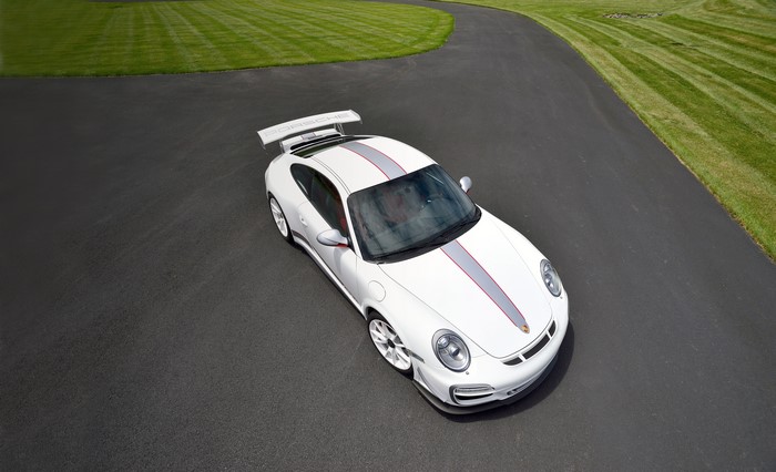 White 2011 Porsche 911 GT3 RS 4.0 from above