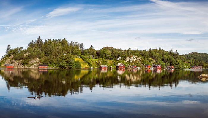 Red houses on the coast of Egersund, Norway