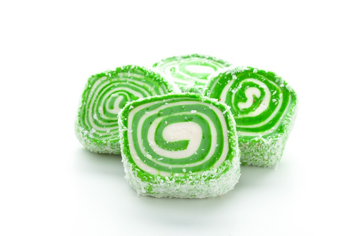 Green and white Turkish delight with coconut