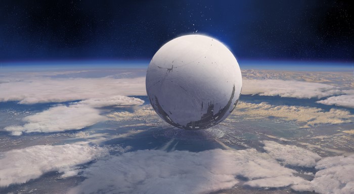 The Traveler from Destiny above a planet's surface