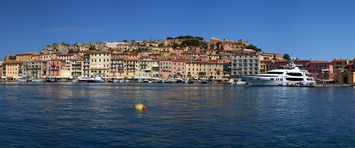 Portoferraio, Tuscany, Italy: Harbor with Yachts and Colorful Buildings