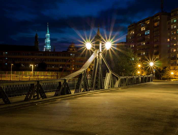 Bridge at night in Zwickau, Germany
