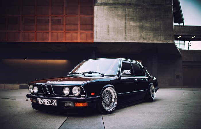 Black BMW E21 with BBS wheels