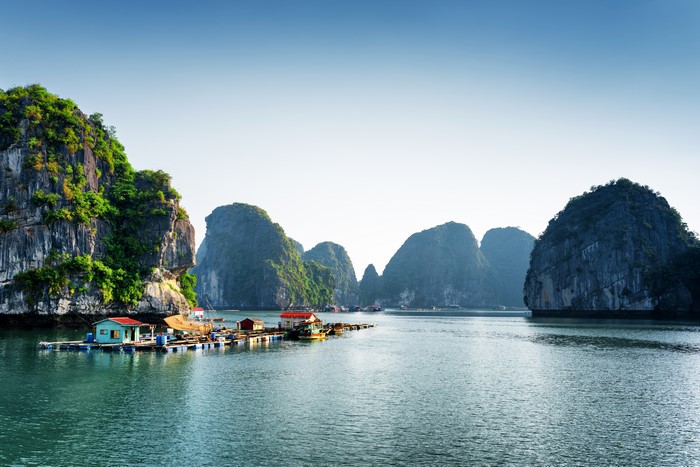 Floating village in Halong Bay, Vietnam