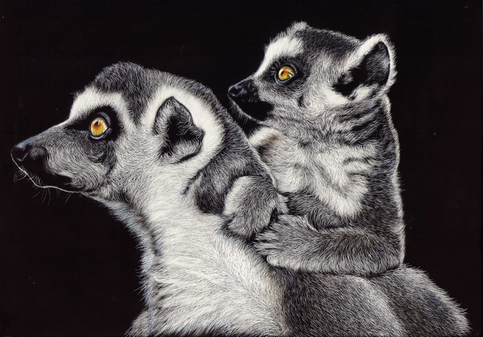 Two Lemurs Painting Art