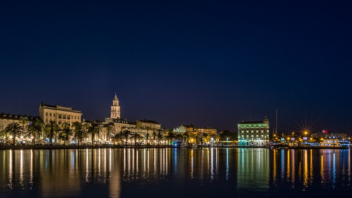 City of Split waterfront at night, Croatia