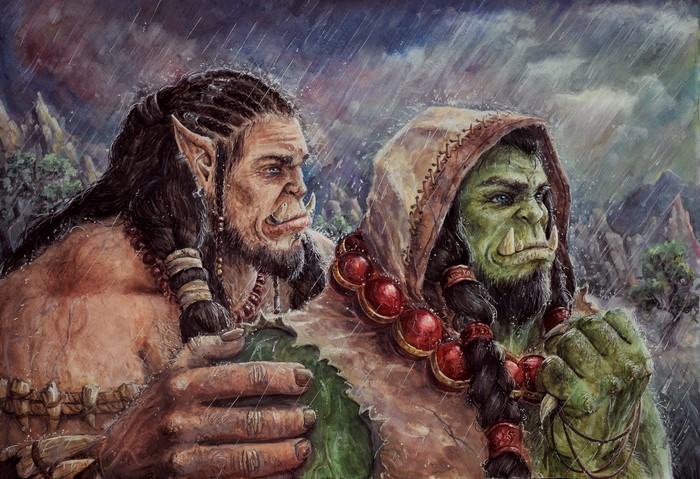 Durotan and Thrall from Warcraft in the Rain