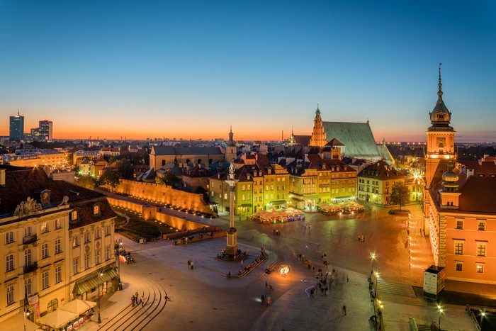 Warsaw Old Town Square at Dusk