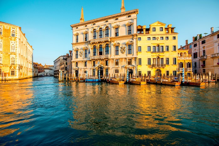 Venice Canal with Palaces and Boats