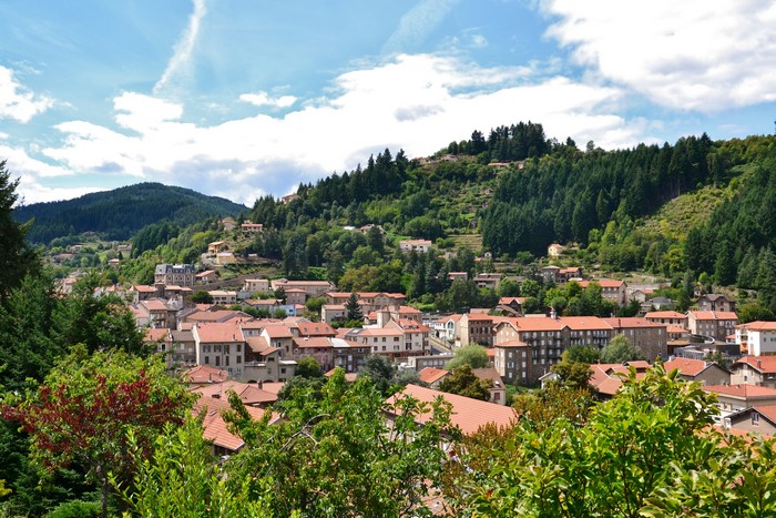 Cheylard, France: Houses and Trees on a Hillside