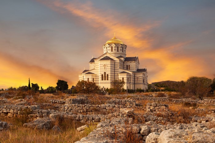 Vladimirsky Cathedral at Sunset in Sevastopol
