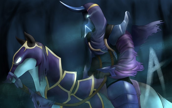 Abaddon from DOTA 2 riding an undead horse