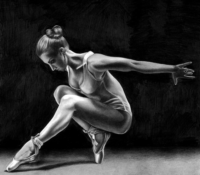Ballet dancer in black and white