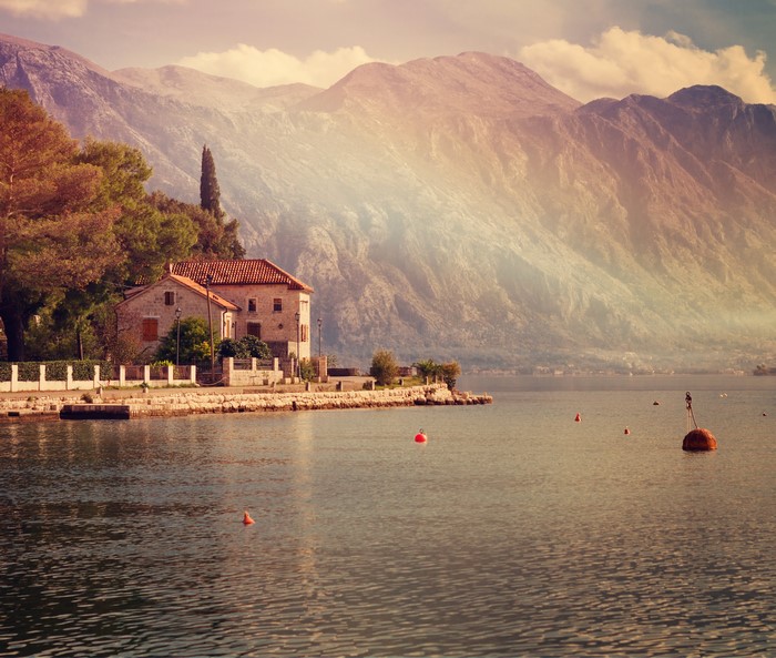 Kotor Bay Montenegro Mountains and Houses by the Sea