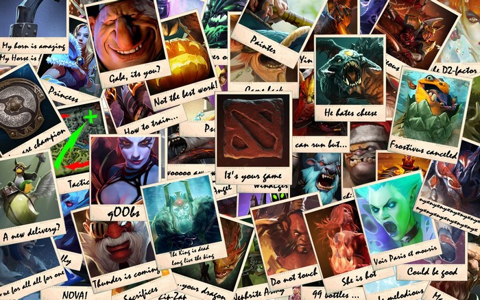 Dota 2 collage with characters and memes