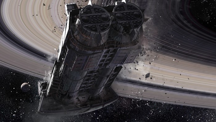 Cassini Derelict ship near Saturn's rings