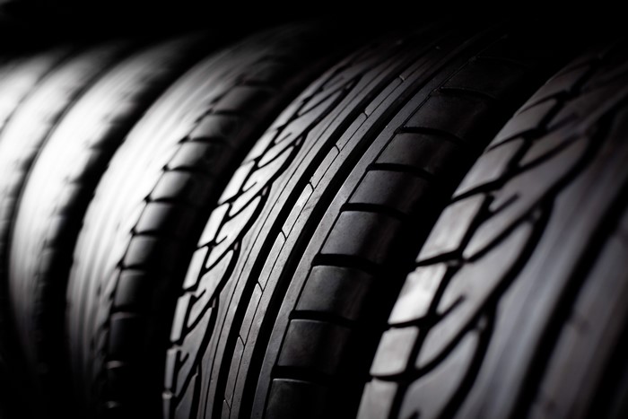 Close-up of a row of car tires