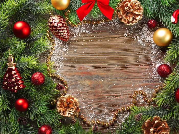 Christmas Wreath with Ornaments and Pine Cones