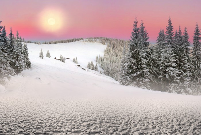 4K Winter Landscape in Ukrainian Carpathians