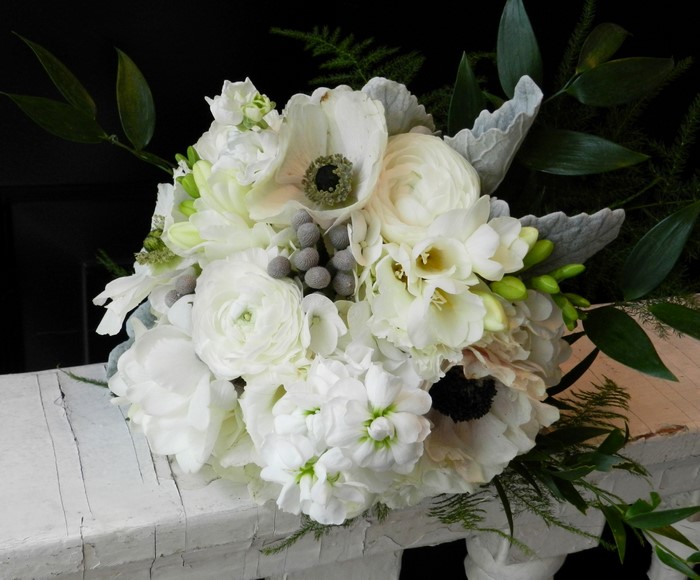 White Anemone and Ranunculus Bridal Bouquet